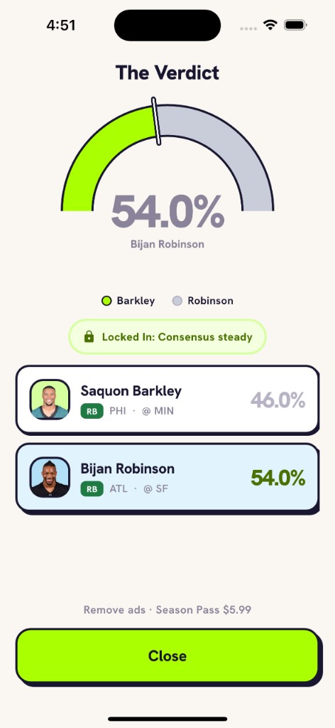 Results screen